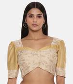 Beige Chanderi Embroidered Blouse