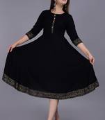 Black printed viscose rayon ethnic-kurtis