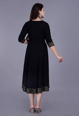 Black printed viscose rayon ethnic-kurtis 2
