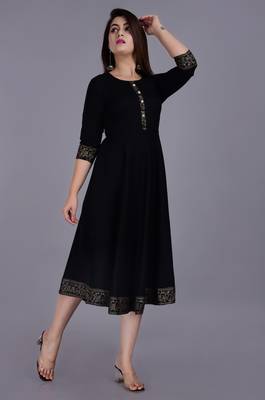 Black printed viscose rayon ethnic-kurtis 3