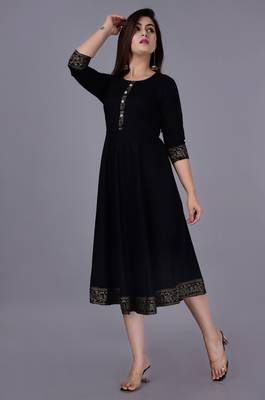Black printed viscose rayon ethnic-kurtis 5