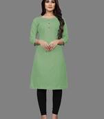 Light-green woven cotton ethnic-kurtis