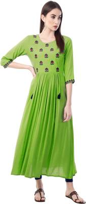 Light-green embroidered cotton ethnic-kurtis 2
