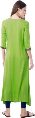 Light-green embroidered cotton ethnic-kurtis 3