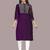 Purple embroidered viscose rayon ethnic-kurtis