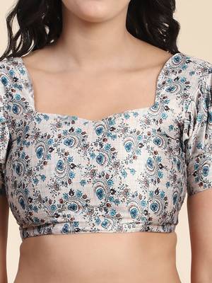 Light-grey digital print satin semi stitched lehenga 6