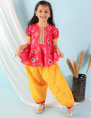 KID1 Ikat peplum with Afghani salwar 1