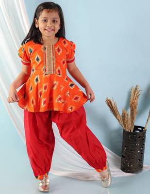 KID1 Ikat peplum with Afghani salwar 1