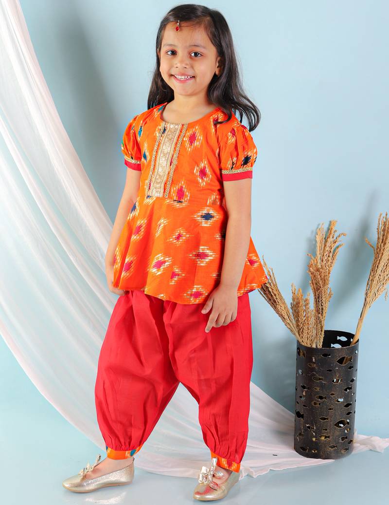 KID1 Ikat peplum with Afghani salwar