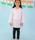 KID1 Chikan work round neck Girls kurti only