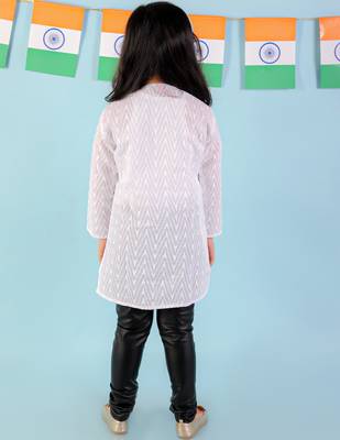 KID1 Chikan work round neck Girls kurti only 2