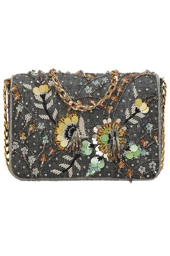 Grey Flap Clutch