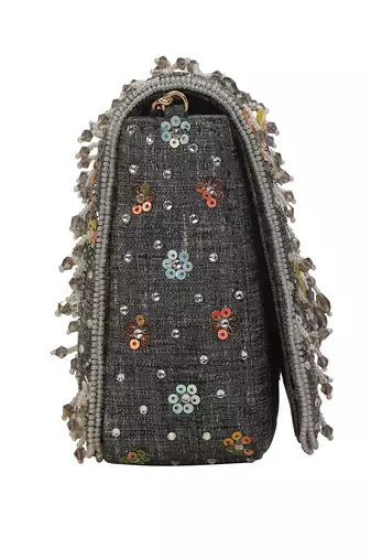 Grey Flap Clutch