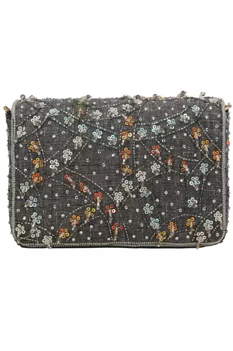 Grey Flap Clutch
