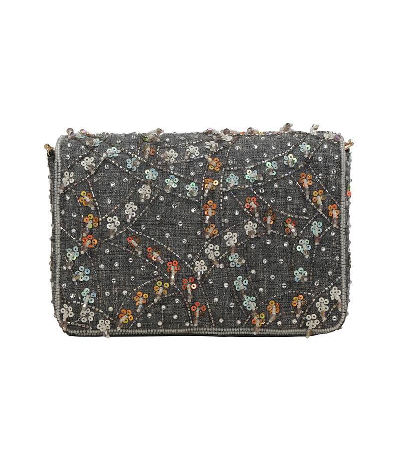 Grey Flap Clutch