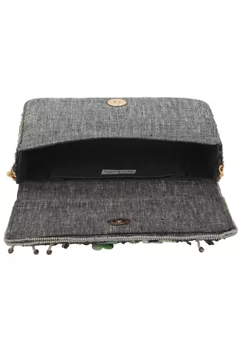 Grey Flap Clutch