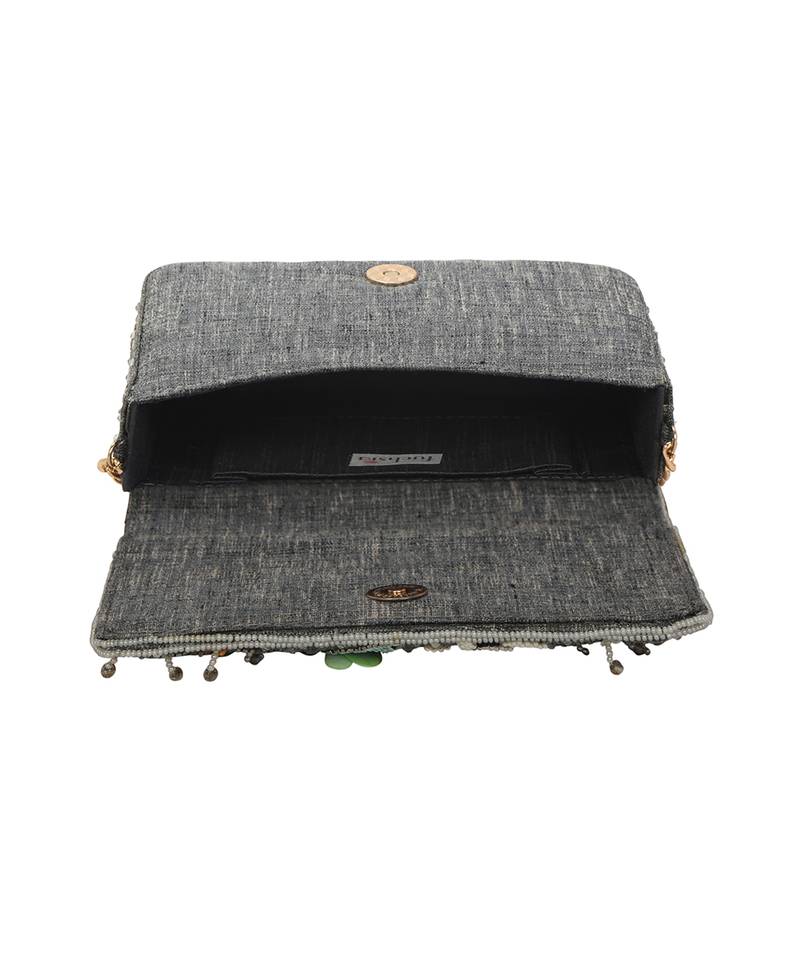 Grey Flap Clutch