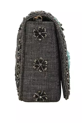 Grey Flap Clutch