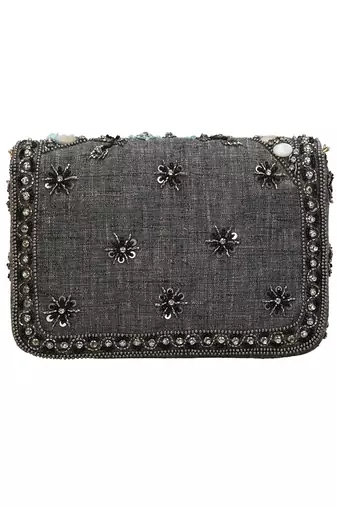 Grey Flap Clutch