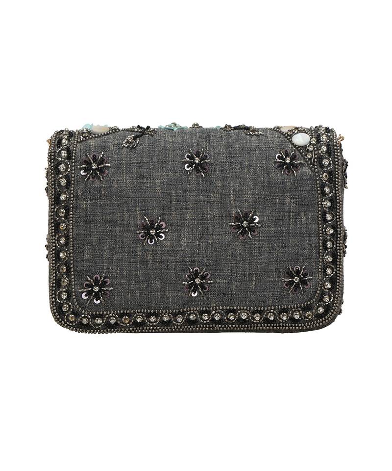 Grey Flap Clutch