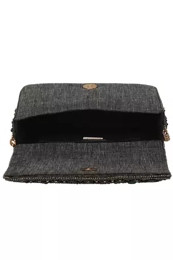 Grey Flap Clutch