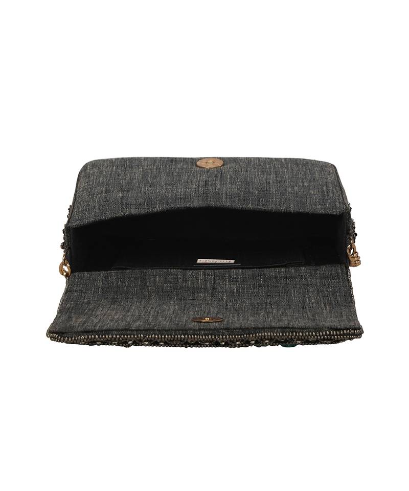 Grey Flap Clutch