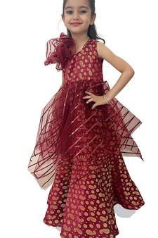 Aglare Gown with Beautiful Sequence Work for small  Girl .Maroon Gown