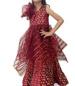 Aglare Gown with Beautiful Sequence Work for small  Girl .Maroon Gown