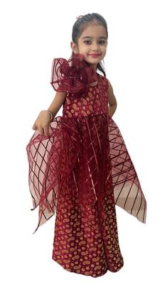 Aglare Gown with Beautiful Sequence Work for small  Girl .Maroon Gown 3