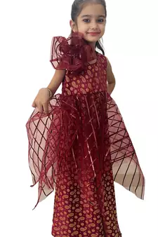 Aglare Gown with Beautiful Sequence Work for small  Girl .Maroon Gown