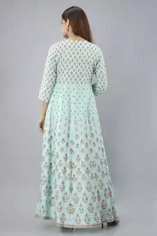 Women Printed Anarkali Kurta in Light Green