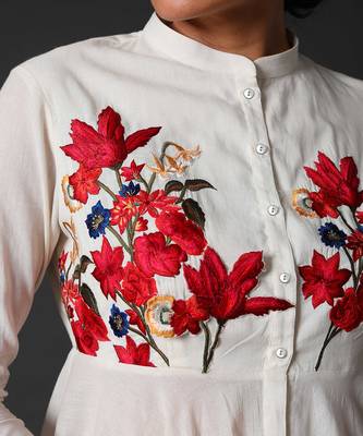 Ivory Embroidered Top And Palazzo Pants 3
