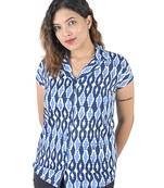 Blue Printed Casual Shirt