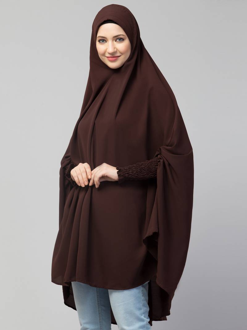 Dark Brown Nida Solid Hijab 