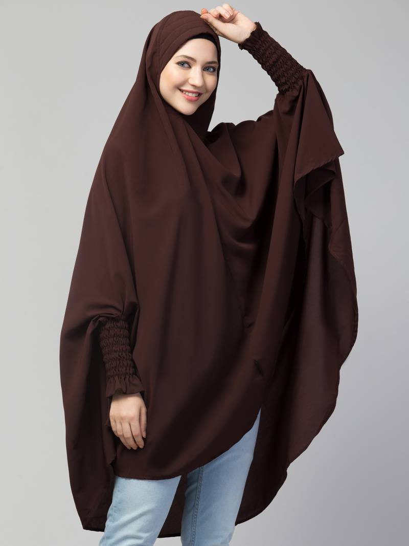 Dark Brown Nida Solid Hijab 