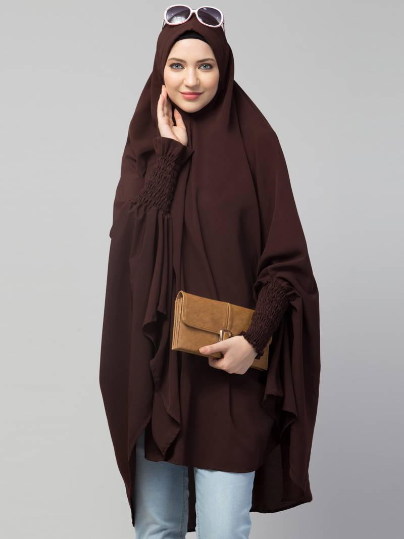 Dark Brown Nida Solid Hijab 