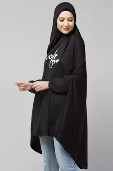 Black Calligraphy Polyester Hijab