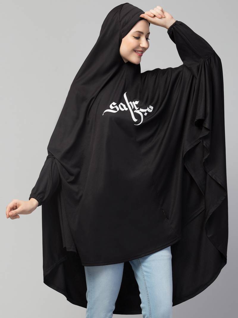 Black Calligraphy Polyester Hijab