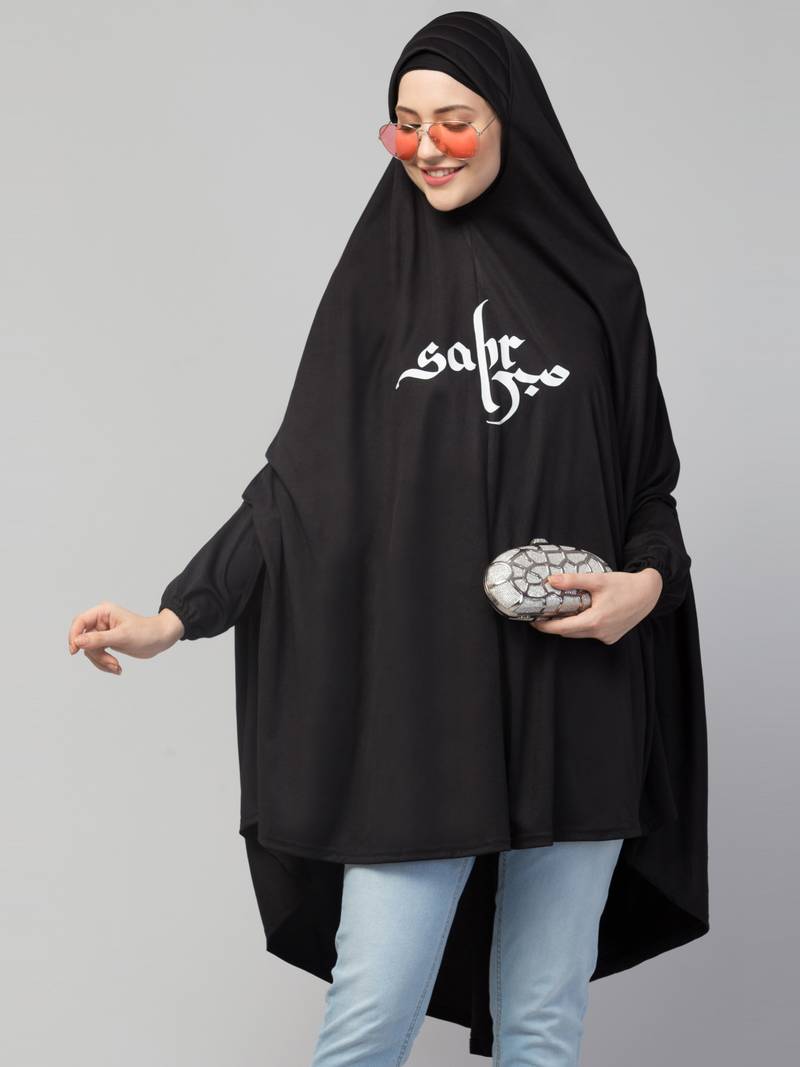 Black Calligraphy Polyester Hijab
