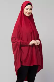 Nazneen stretchable Jersey smoking at  sleeve  Jilbab cum prayer khimar Hijab