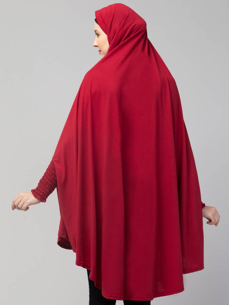 Nazneen stretchable Jersey smoking at  sleeve  Jilbab cum prayer khimar Hijab