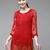 Ada Women Hand Crafted Red Georgette Lucknowi Chikankari Indian Kurti With Slip - A911140