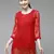 Ada Women Hand Crafted Red Georgette Lucknowi Chikankari Indian Kurti With Slip - A911140