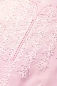 Handmade Pink Cotton Lucknowi Chikankari Indian Women Kurta