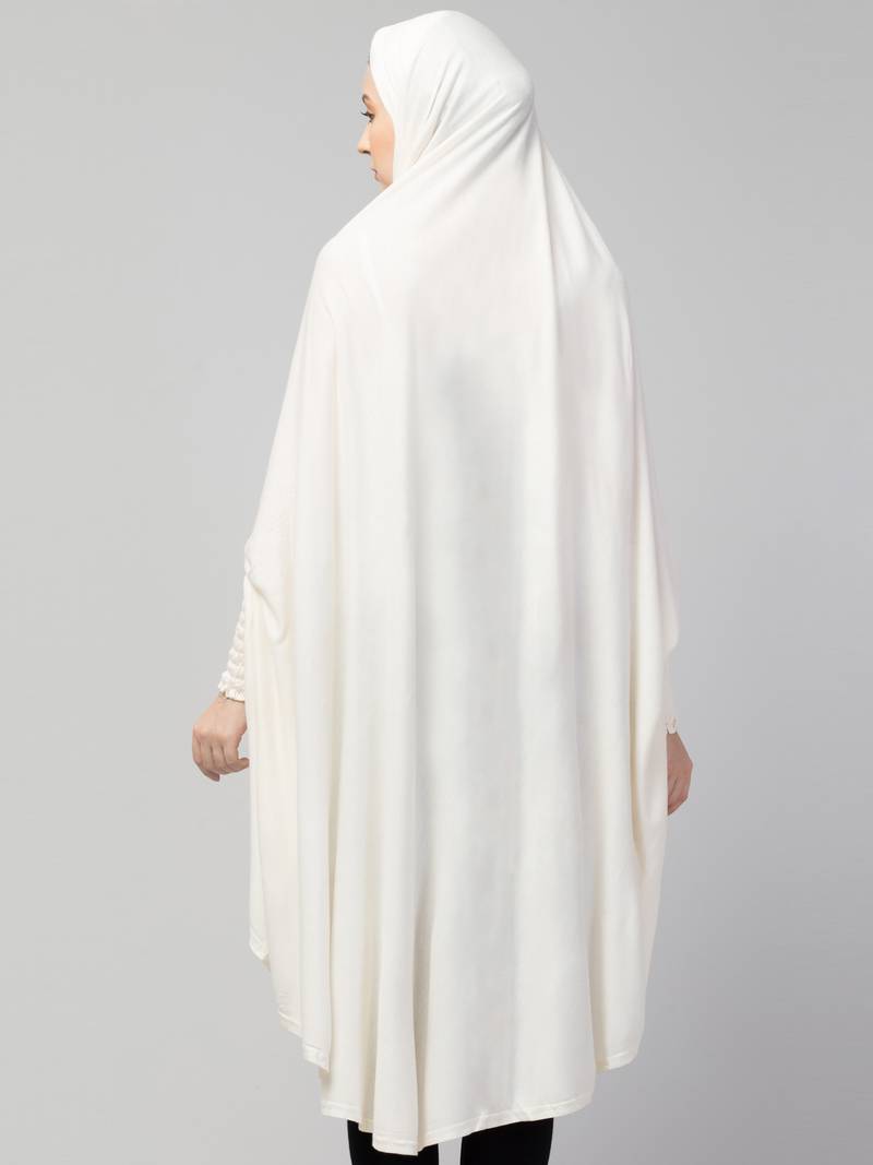 Nazneen Islamic Calligraphy printed  stretchable Jersey smoking at  sleeve  Jilbab cum prayer khimar  Hijab