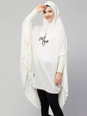  Nazneen Islamic Calligraphy printed  stretchable Jersey smoking at  sleeve  Jilbab cum prayer khimar  Hijab 2