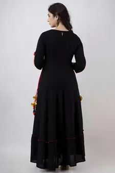 Women Embroidered Anarkali Kurta in Black
