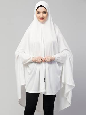 Nazneen stretchable Jersey elastic at wrist with sleeve  Jilbab cum prayer khimar  Hijab 1