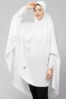 Nazneen stretchable Jersey elastic at wrist with sleeve  Jilbab cum prayer khimar  Hijab