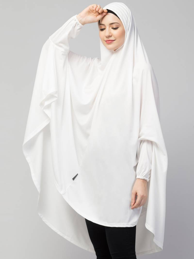 Nazneen stretchable Jersey elastic at wrist with sleeve  Jilbab cum prayer khimar  Hijab